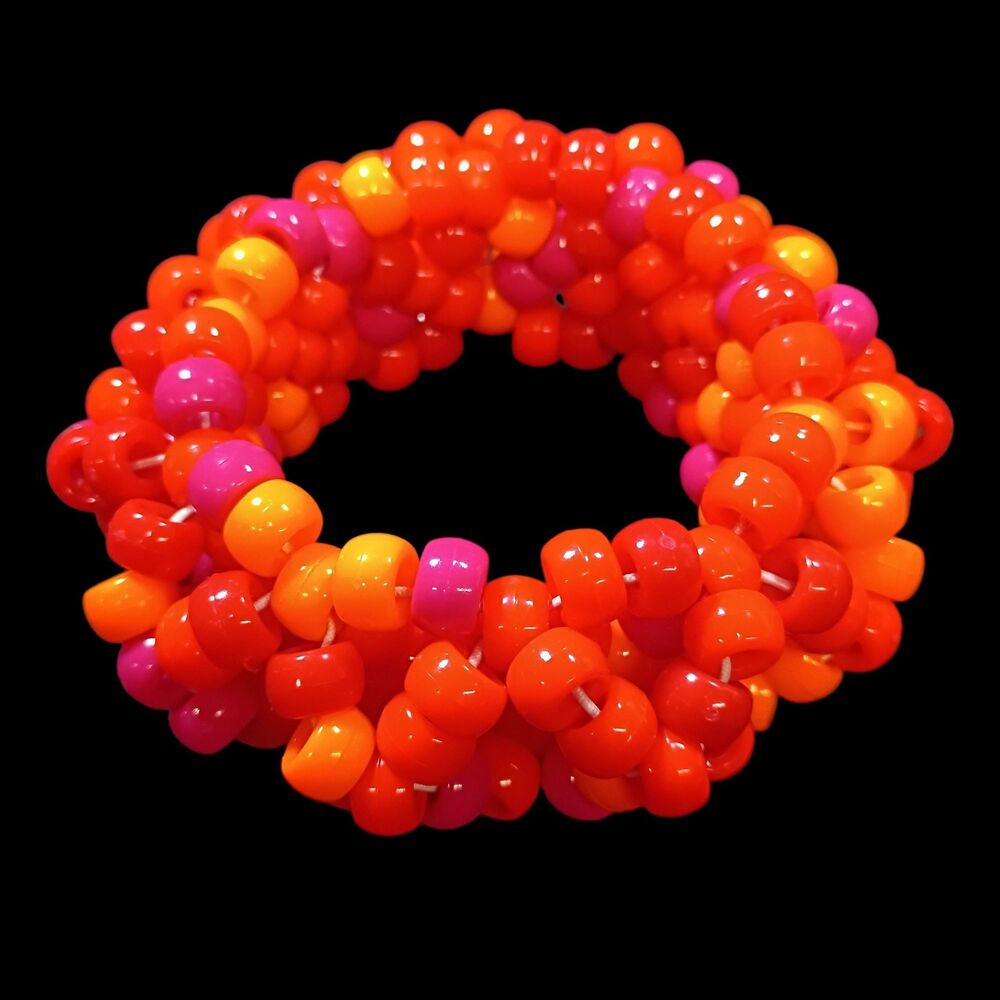 Tropical Fireburst Kandi Cuff - Kandi Bracelet - EDM Rave Festival Jewelry